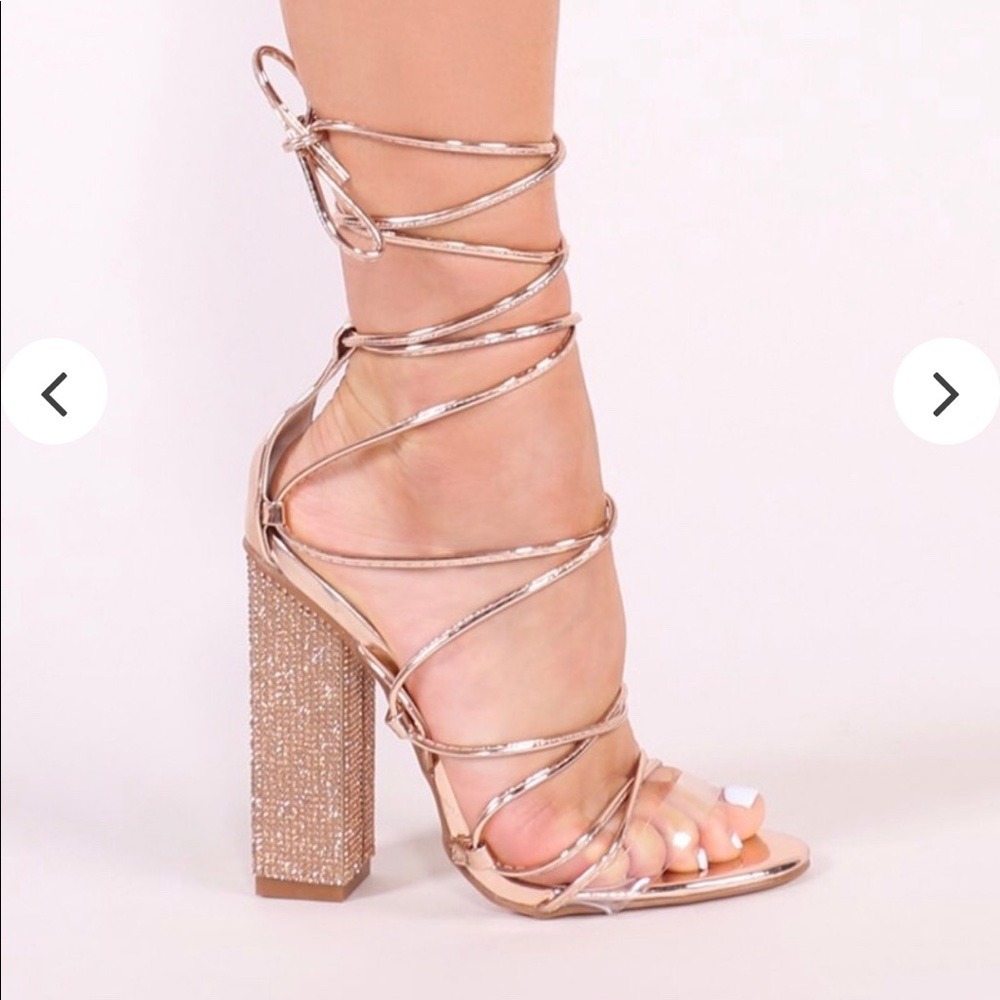 Gold Lace Up Heels